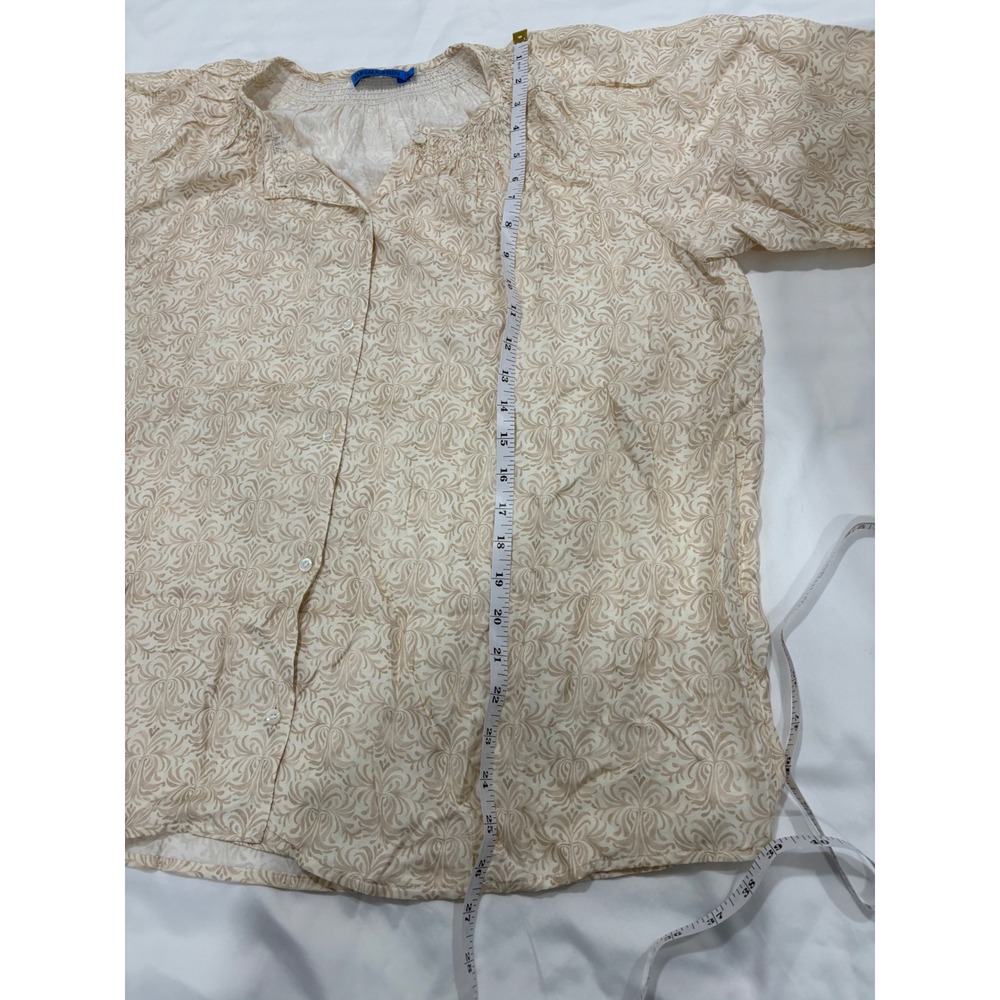 J Mclaughlin Constance Silk Blend Blouse Mini Drawing Room Off White Tan XL - Picture 7 of 7